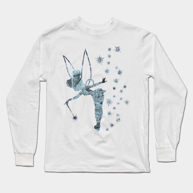 Blue Concrete Tinkerbell Ombre Sillhouette Long Sleeve T-Shirt by ijsw